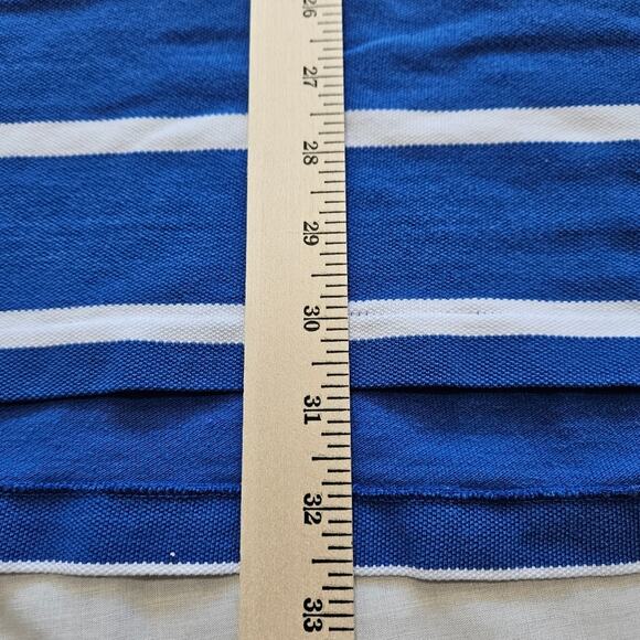 Vintage 90s Ralph Lauren Men's Striped Polo Pink Collar Button Down Blue Shirt - Picture 9 of 9
